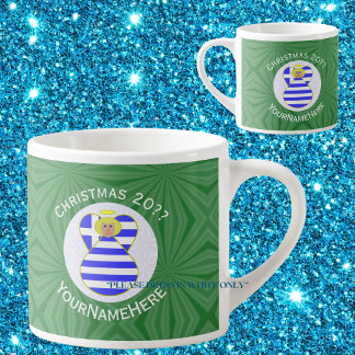Tasse Expresso Drapeau de Noël personnalisé Ange Blond Grec