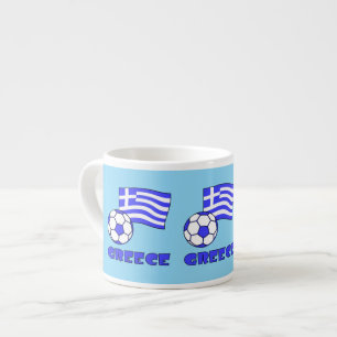 Tasse Expresso Drapeau grec de la Grèce avec ballon de football F