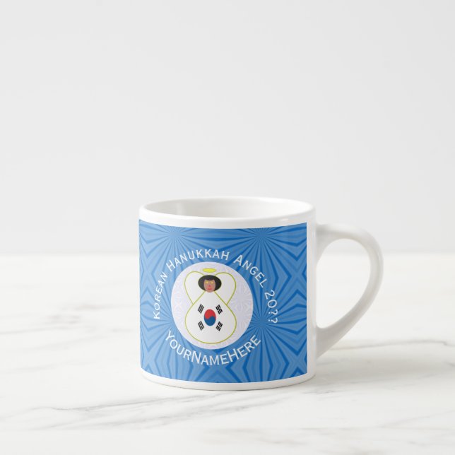 Tasse Expresso Drapeau Hanoukka de l'ange sud-coréen Personnalisé (Droite)