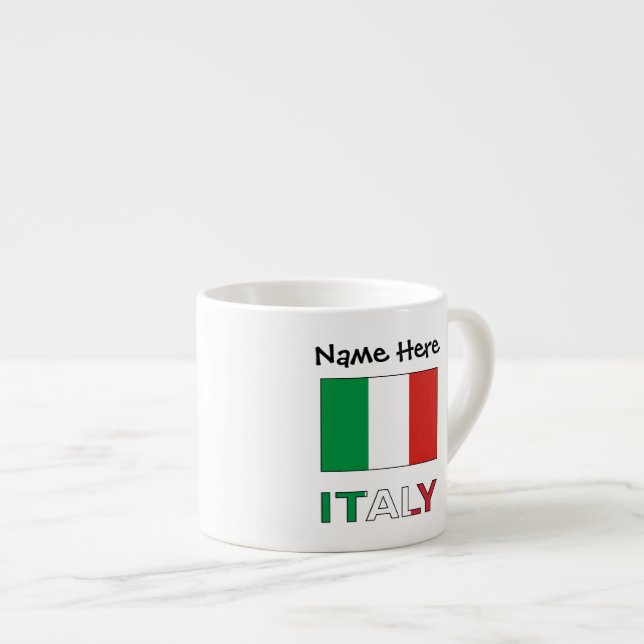 Tasse Expresso Drapeau italien avec votre nom (Devant droit)
