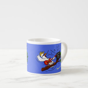 Tasse Expresso Drôle cockatoo jouant de la guitare rock dessin an
