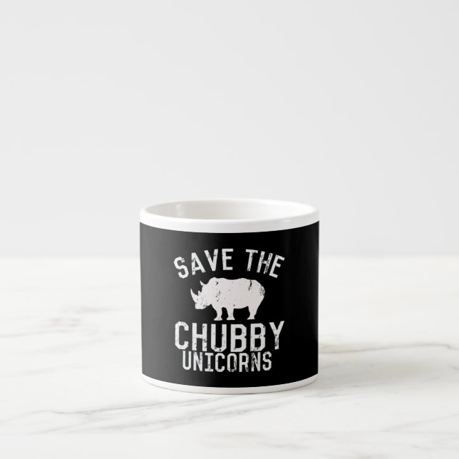 Tasse Expresso Drôle de sauver Chubby Unicorns Fat Rhino (Devant)