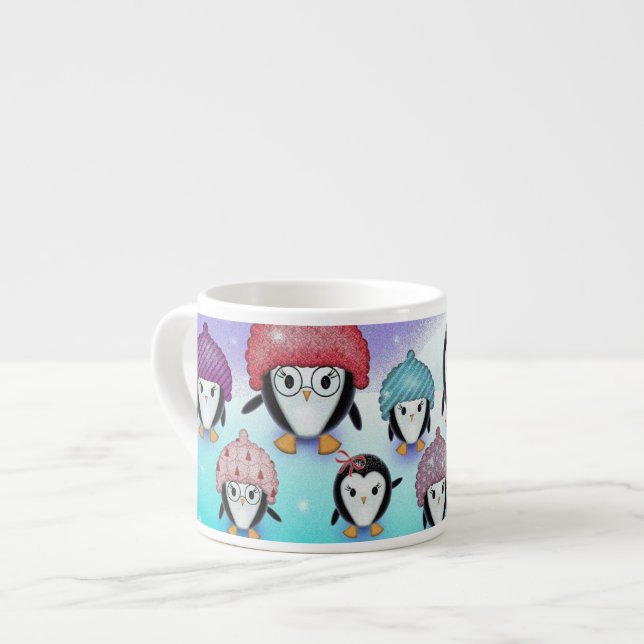 Tasse Expresso Drôle Petits Pingouins (Devant gauche)