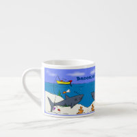 Drôle requin couché et dessin animé de pêche