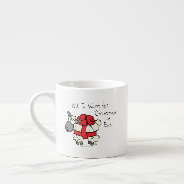 Tasse Expresso Drôle Vacances Mignonne Mouton de Noël Carton (Gauche)