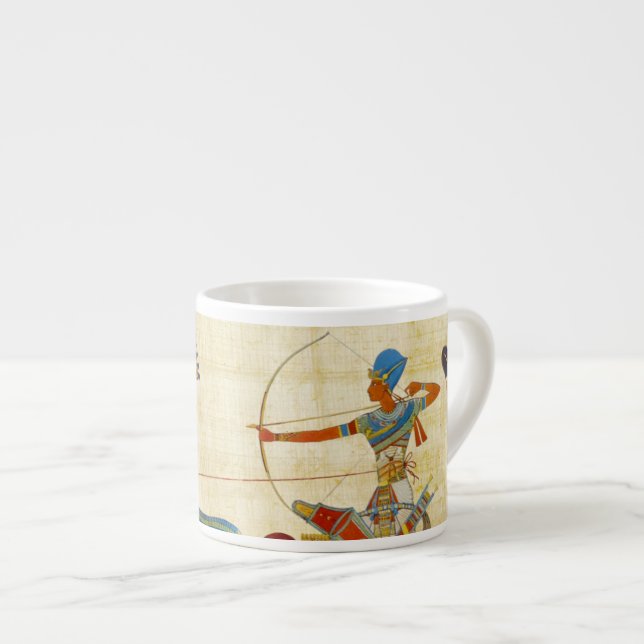 Tasse Expresso Égypte ancienne Pharaon Ramesses II Cheval papyrus (Devant droit)