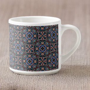 Tasse Expresso Élégant bleu vert Turquoise cuivre Motif géomé