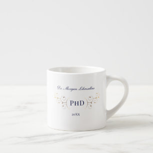 Tasse Expresso Élégant doctorat Bleu Gold Graduation