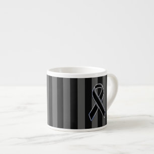 Tasse Expresso Élégant Noir Sensibilisation au Ruban Bande Vertic