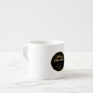 Tasse Expresso Élégant Script moderne Noir et Or Noël