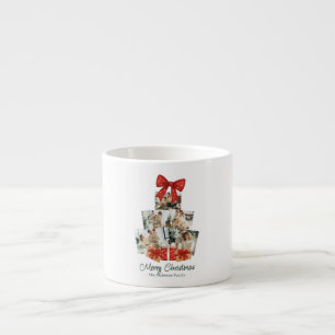 Tasse Expresso Elégante aquarelle Bow rouge famille sapin de Noël