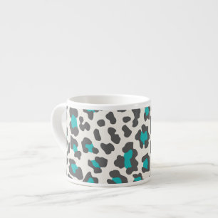 Tasse Expresso Empreinte de léopard Aqua, Gris, Blanc