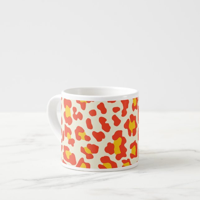 Tasse Expresso Empreinte de léopard Orange, Jaune, Blanc (Devant gauche)