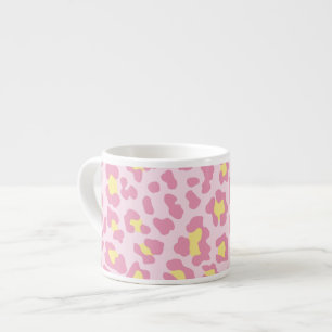 Tasse Expresso Empreinte de léopard rose et jaune
