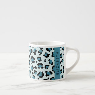 Tasse Expresso Empreinte de léopard, Spots, Leopard Bleu, Votre N