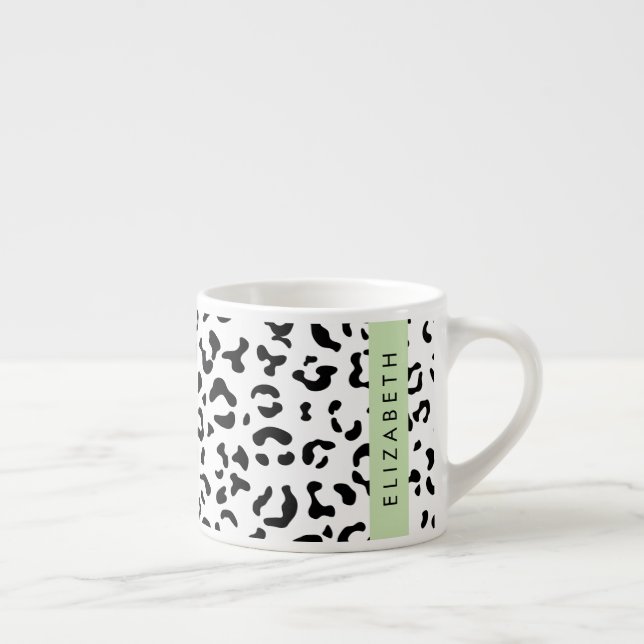 Tasse Expresso Empreinte de léopard, Spots, Noir Et Blanc, Votre  (Droite)