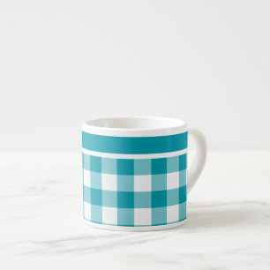 Tasse Expresso Espresso Mug, Turquoise et blanc Check En vichy