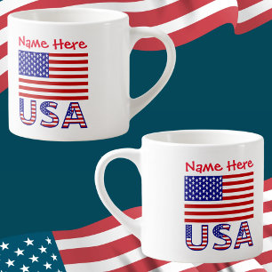 Tasse Expresso États-Unis d'Amérique Drapeau Rouge Personnalisati
