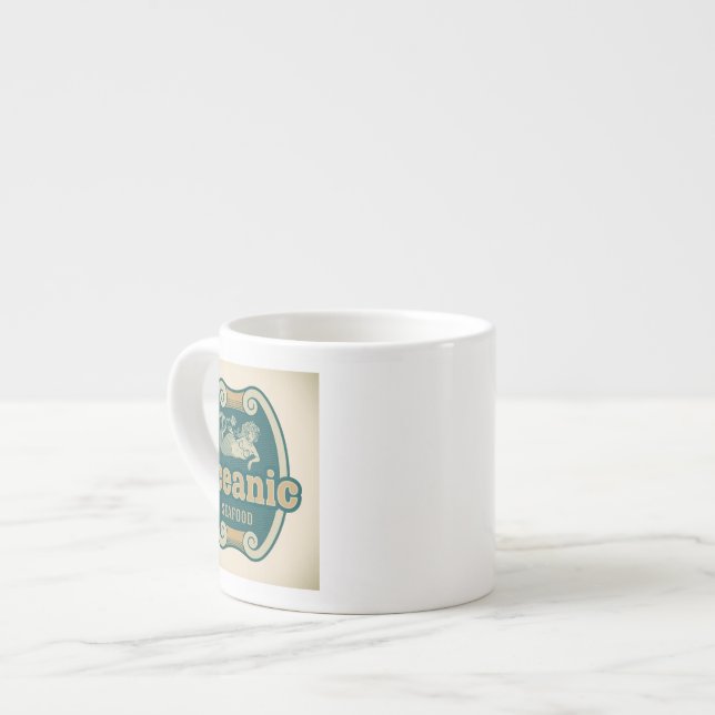 Tasse Expresso étiquette Rétro-dénommé de fruits de mer de sirène (Devant gauche)