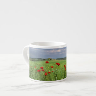 Tasse Expresso Europe, Toscane, Poggiolo. Coquelicots rouges ondu