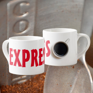 Tasse Expresso EXPRESSO Texte rouge Minimaliste