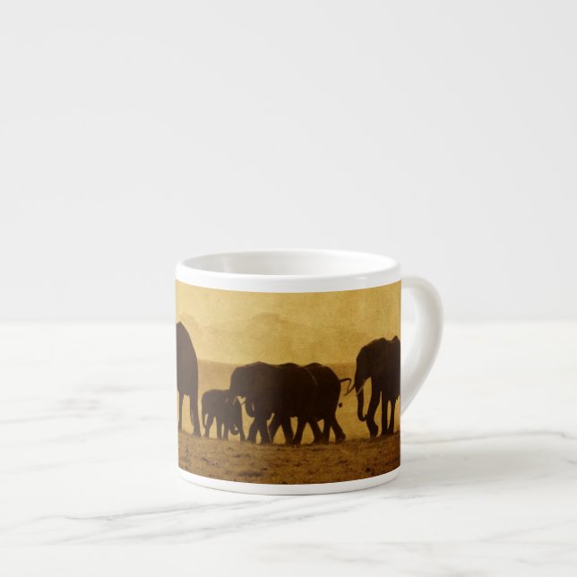 Tasse Expresso Famille d'éléphant (Devant droit)