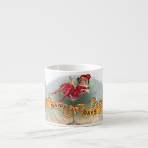 Tasse Expresso Femme victorienne Champagne Rouge Happy