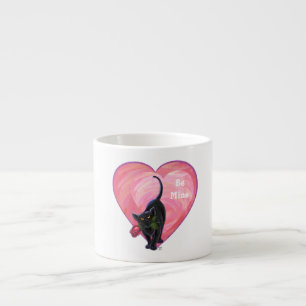 Tasse Expresso Fête de la Saint-Valentin au chat noir
