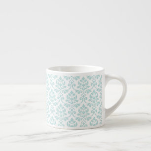 Tasse Expresso Feuille Damask Patte Light Turquoise sur blanc