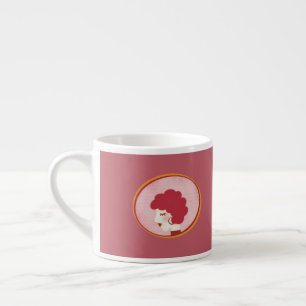 Tasse Expresso Fille à tête rouge dans le miroir