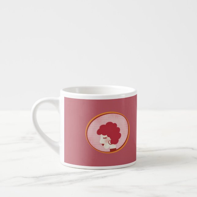Tasse Expresso Fille à tête rouge dans le miroir (Gauche)