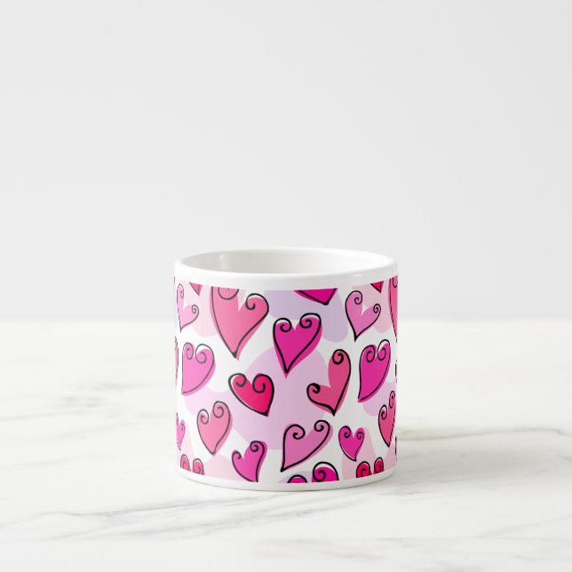 Tasse Expresso Fille Coeurs Roses Cute Romantic Valentines Day (Devant)