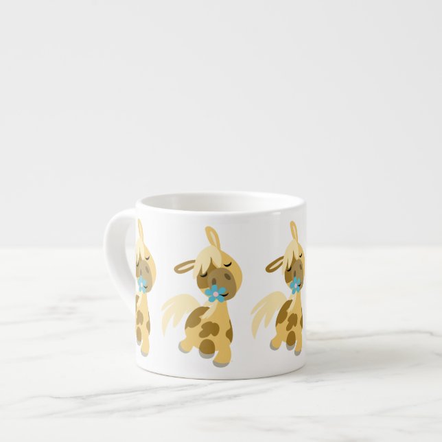 Tasse Expresso Fleur bleue et mignonne caricature Pony Espresso M (Devant gauche)