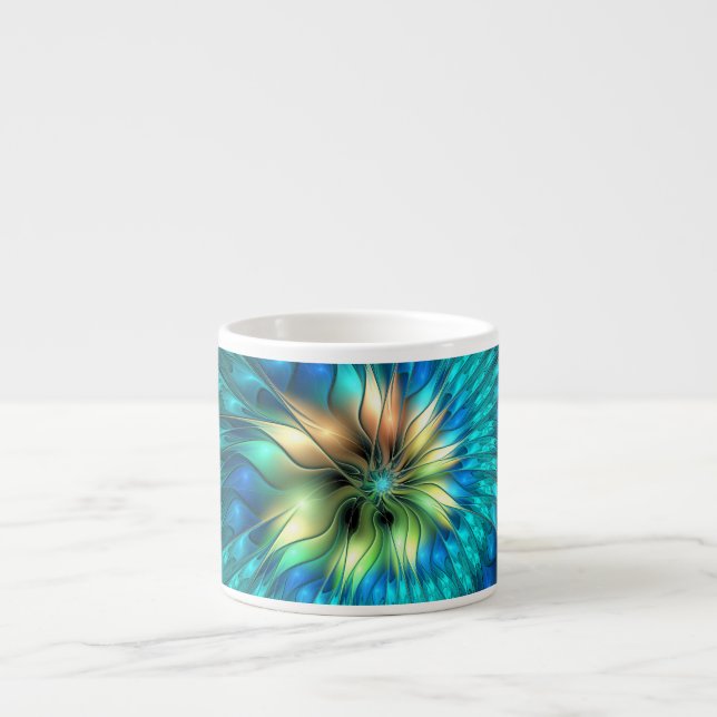 Tasse Expresso Fleur d'Imaginaire lumineux, Fractale Abstraite co (Devant)