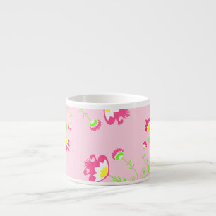 Tasse Expresso Fleur folk rétro et tendance en rose