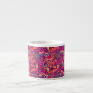 Tasse Expresso Fleur noire : Motif de jardin rose artistique
