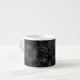 Tasse Expresso Fleurs abstraites de printemps noir et blanc