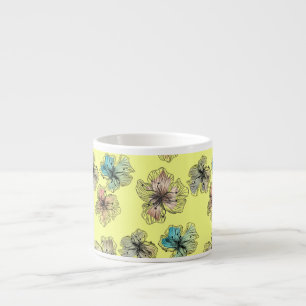 Tasse Expresso Fleurs abstraites modernes à lignes esquissées san