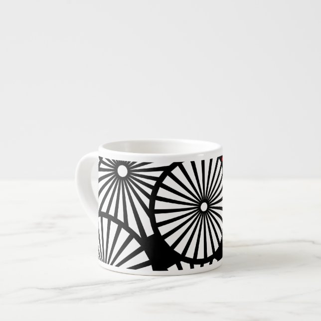 Tasse Expresso Fleurs blanches noires rétro Espresso Mug (Devant gauche)