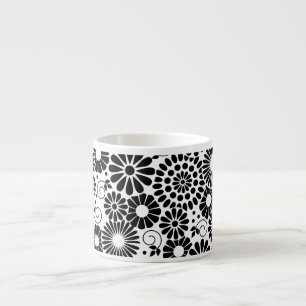 Tasse Expresso Fleurs blanches noires rétro Espresso Mug