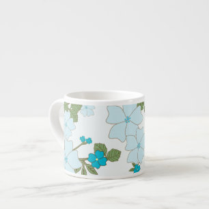 Tasse Expresso Fleurs Bleues, Motif Floral, Motif De Fleurs