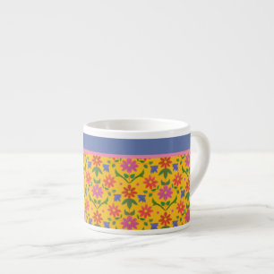Tasse Expresso Fleurs Chic Rangoli sur Mug d'Espresso Jaune