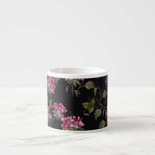 Tasse Expresso Fleurs de datura brodées : Art Botanique