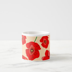 Tasse Expresso Fleurs de pavot rouge