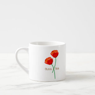 Tasse Expresso Fleurs de pavot rouge personnalisées