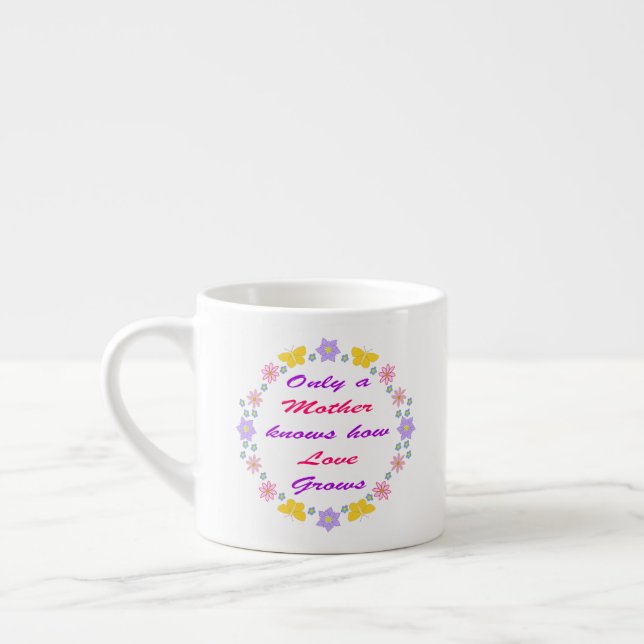 Tasse Expresso Fleurs et papillons de la Fête des mères (Gauche)