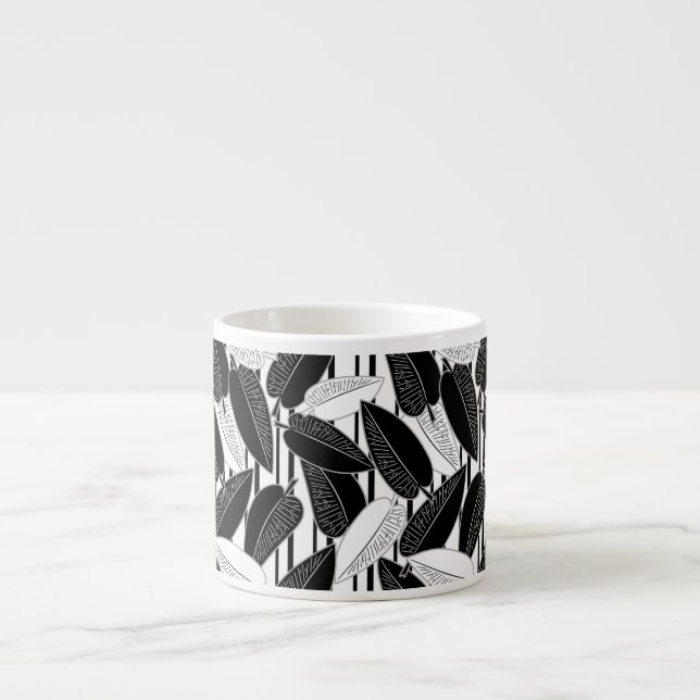 Tasse Expresso Fleurs invisibles feuilles ficus ornemental d (Devant)