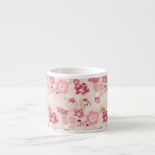 Tasse Expresso Fleurs modernes roses mignonnes motif Haut basket (Devant)