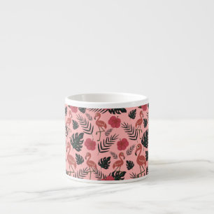Tasse Expresso Fleurs motifs et feuilles flamands roses
