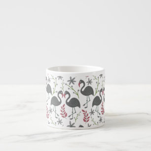 Tasse Expresso Fleurs motifs roses flamingo sans coutures, feuill